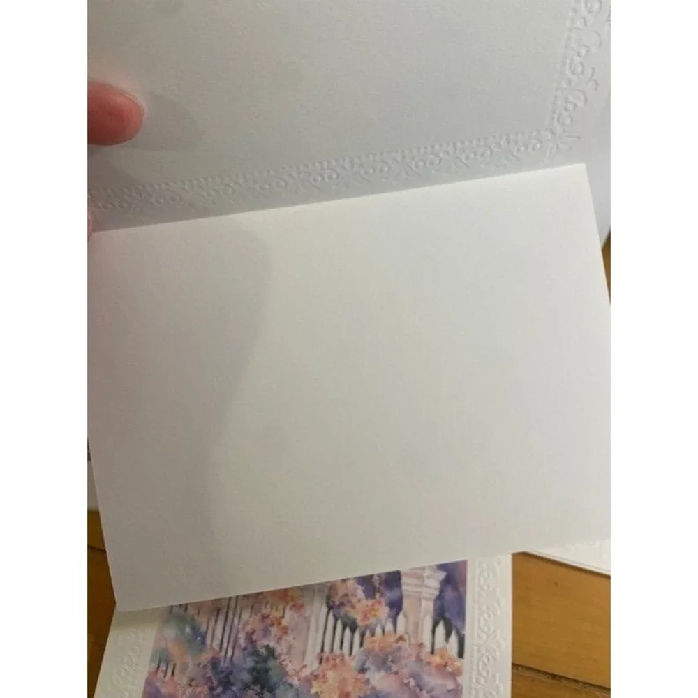 L Gorsic Watercolor Note Cards Set of 25 Garden Designs Embossed Border Blank